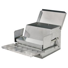 30 lbs Capacity Automatic Chicken Poultry Feeder with a Galvanized Steel and Aluminium Build, Weatherproof Design (Option: Silver-470x450x335 mm)