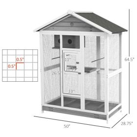 Wooden Bird Cage Aviary, Flight Cage With 4 Perches, Nest And Slide-Out Tray For Indoor Outdoor, Gray (Option: Pure White Stone Gray Black)