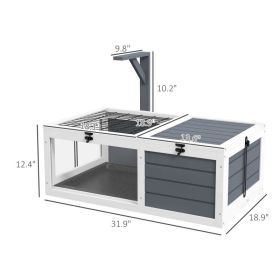 Tortoise Habitat, Wooden Tortoise House W Lamp Holder, Gray (Option: Gray White)